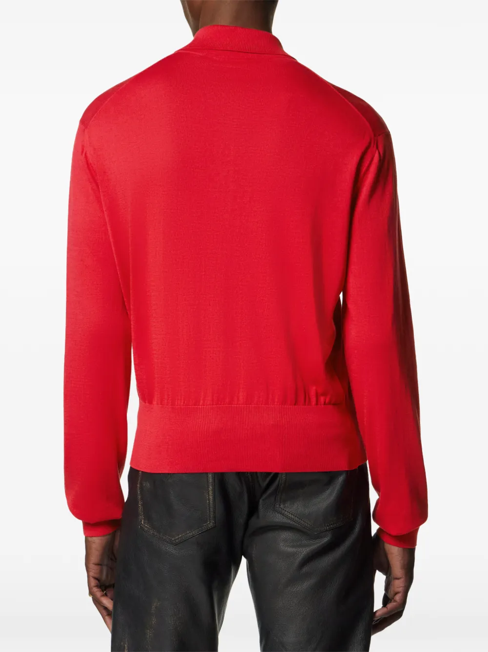 Versace Silk Blend Cardigan Collared Design In Red