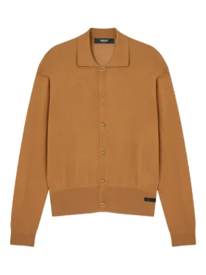 Versace Embroidered Wool Knit Zip Sweater | Brown | FARFETCH CA