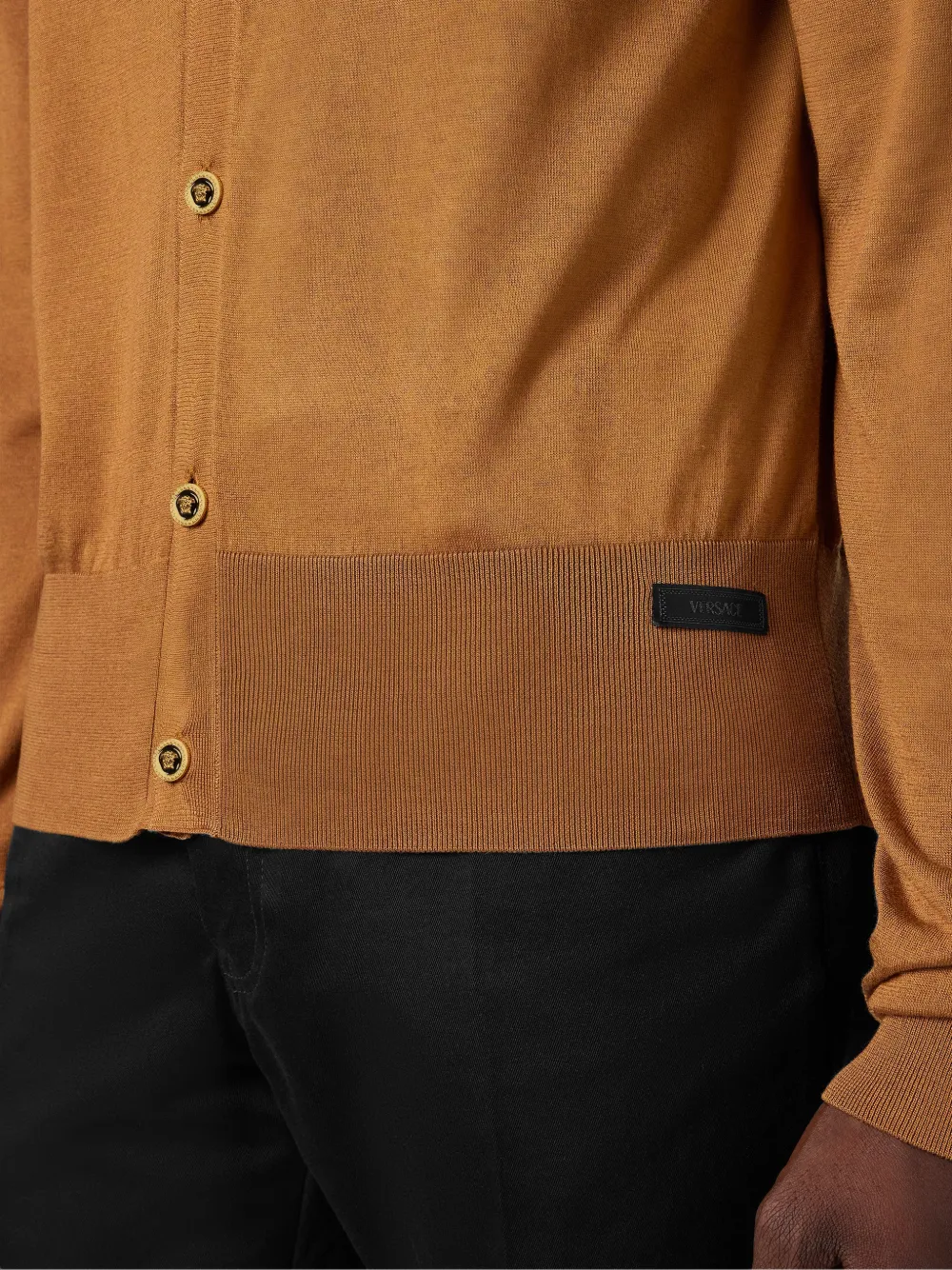 Versace Button-front Collared Cardigan In Brown