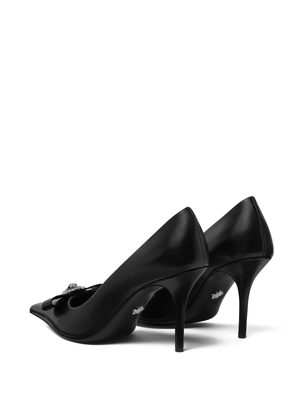 Versace 85 mm Gianni Ribbon leren pumps Zwart
