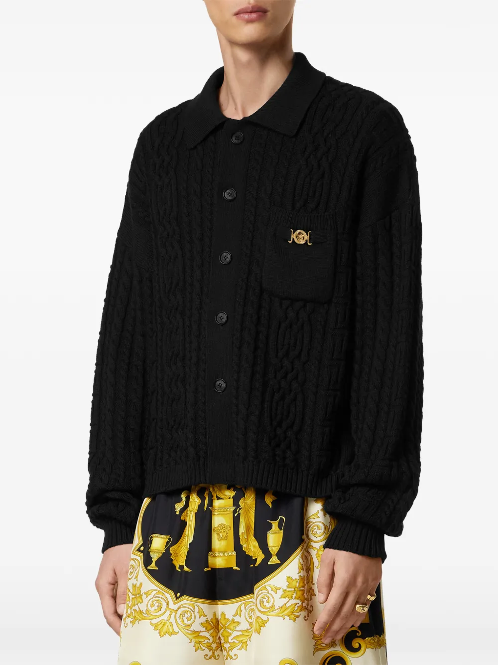  Versace Wool Cardigan - Black 