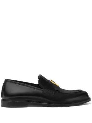 Dolce & Gabbana logo-plaque Leather Loafers | Black | FARFETCH