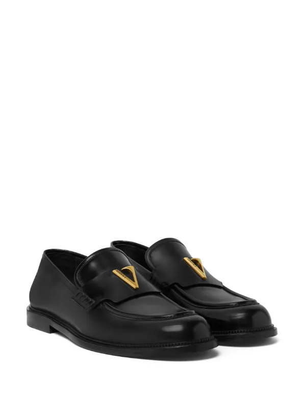 Versace V Leather Loafers | Black | FARFETCH
