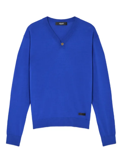 Versace suéter con botones y cuello en V