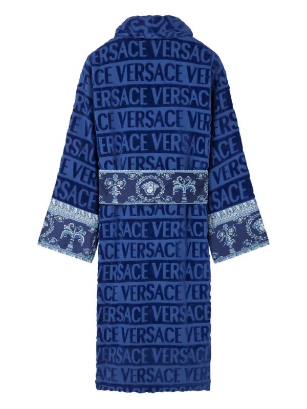 Versace バロックプリント ローブ | ブルー | FARFETCH JP