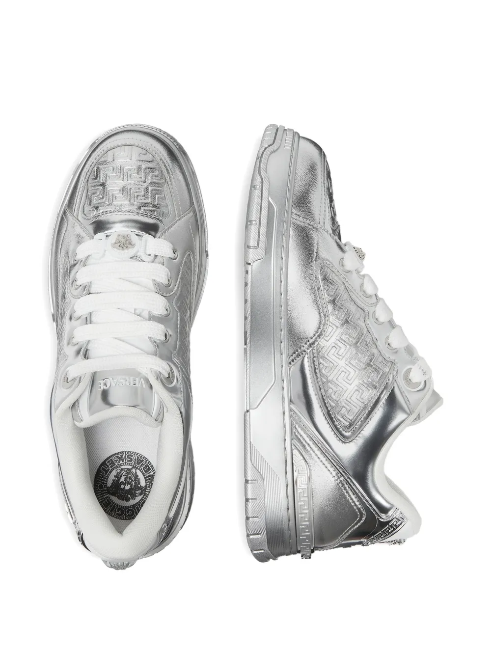 Versace Medusa sneakers met Greca-reliëf Zilver