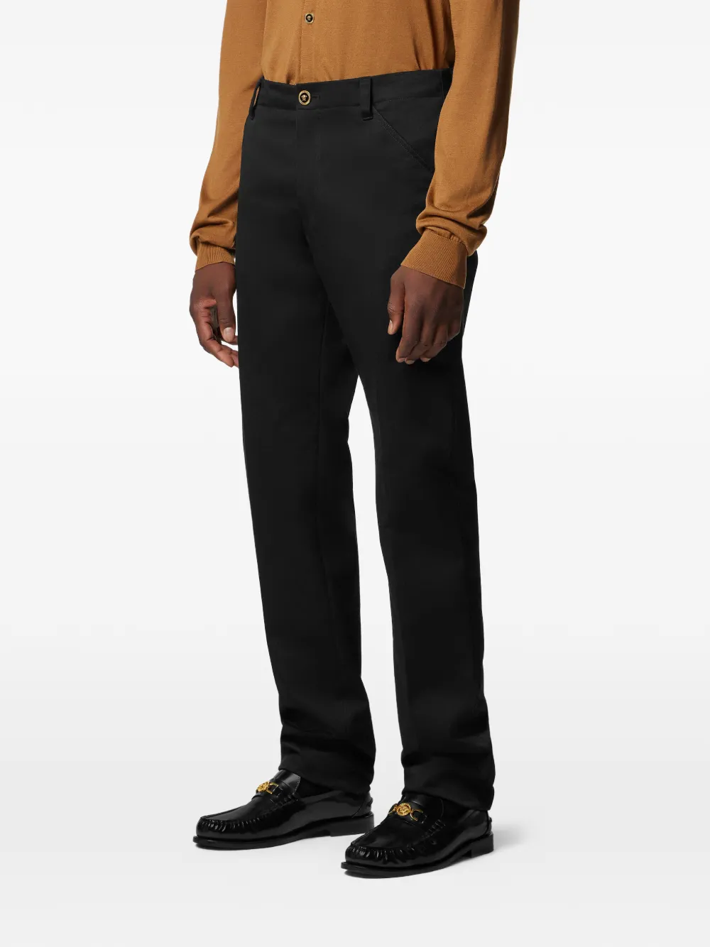 Versace Katoenen gabardine chino Zwart