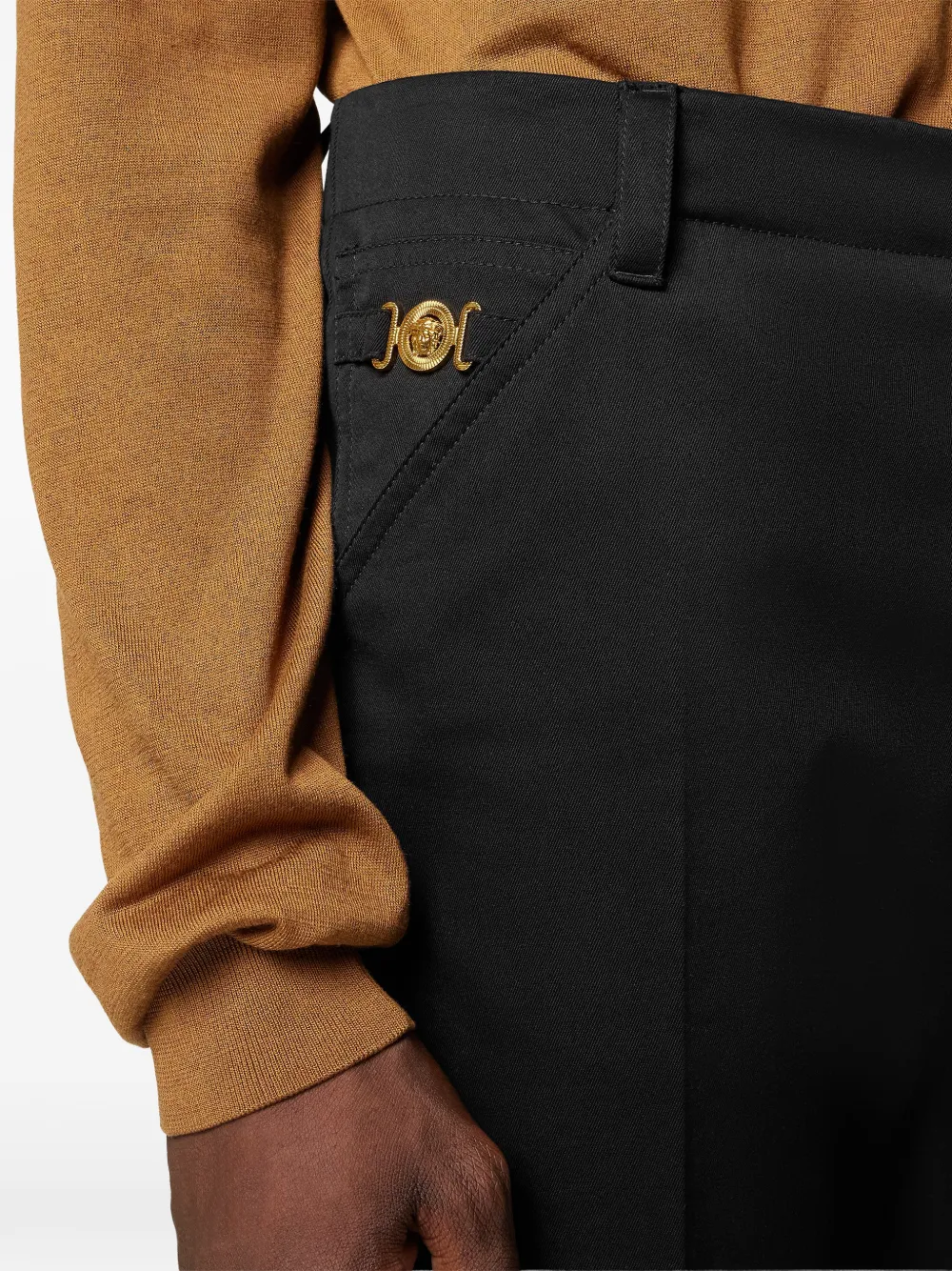 Versace Katoenen gabardine chino Zwart