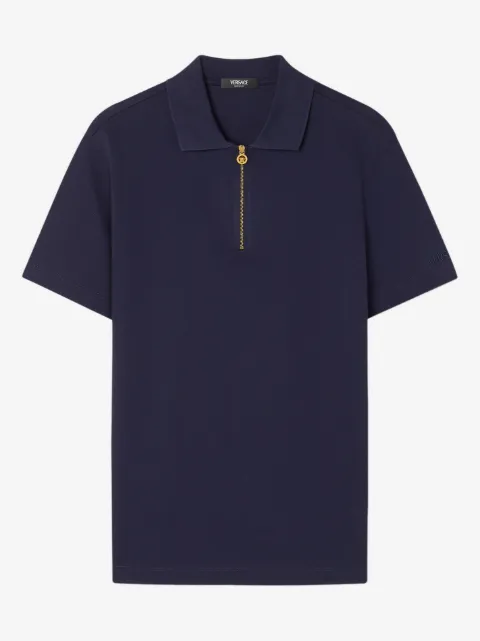 Versace embroidered cotton-piqué half-zip polo