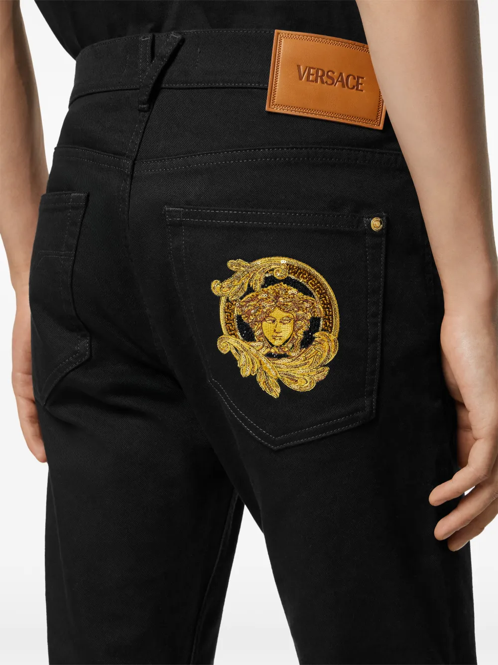 Versace Jeans met Medusa-borduurwerk Zwart