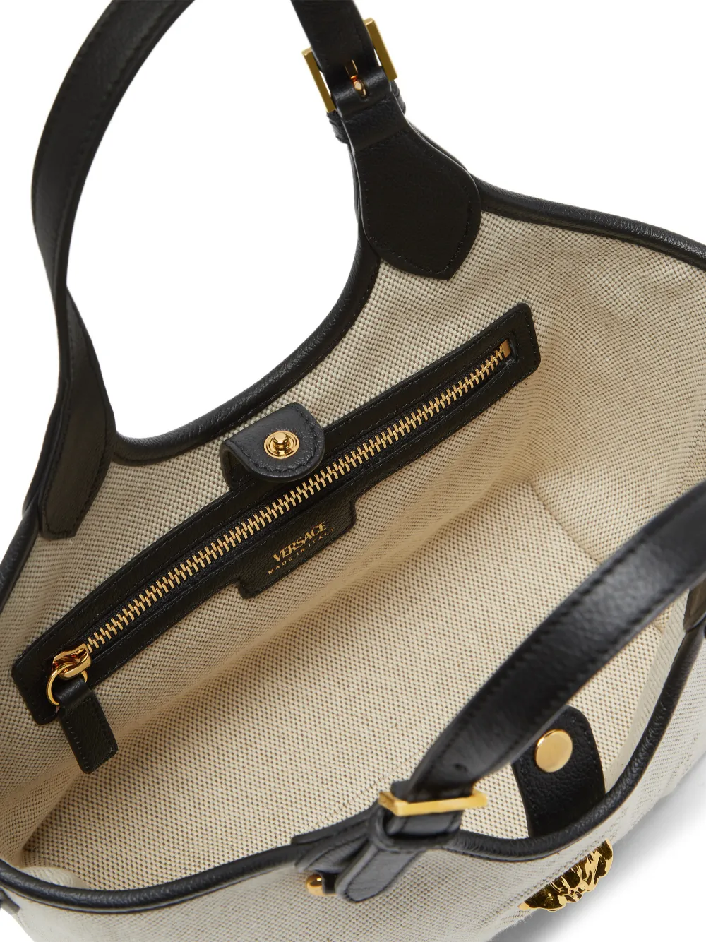 Versace La Medusa Mini Tote Bag Shoulder Strap In Neutral
