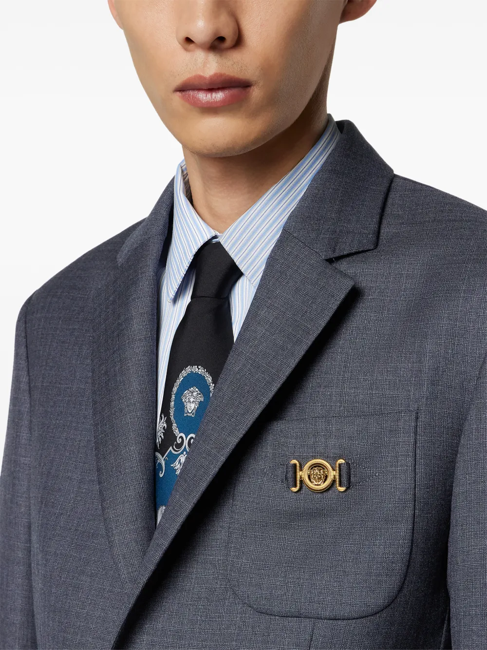 Versace Geruite blazer Grijs