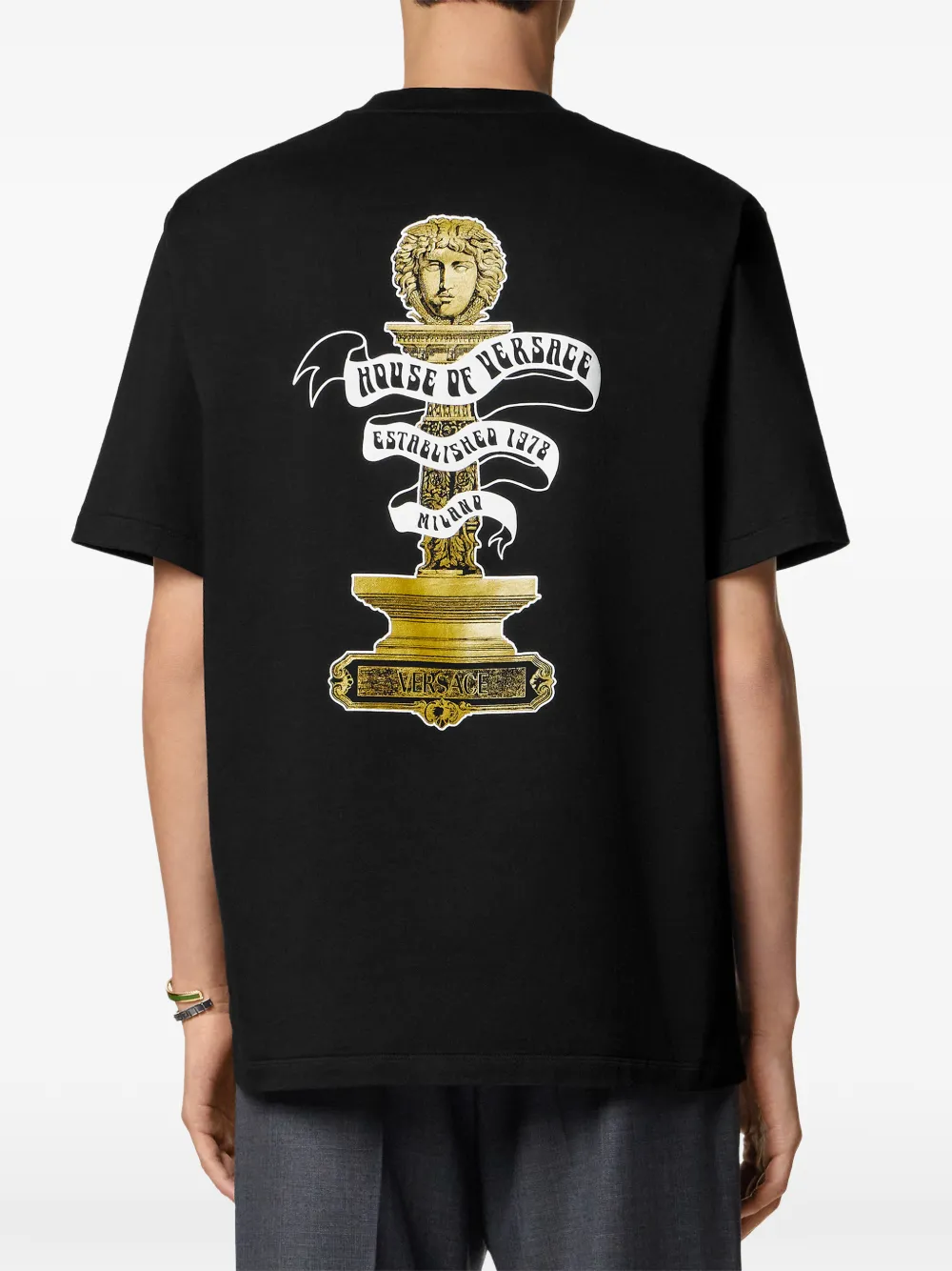 Versace Regular katoenen jersey T-shirt met print Zwart
