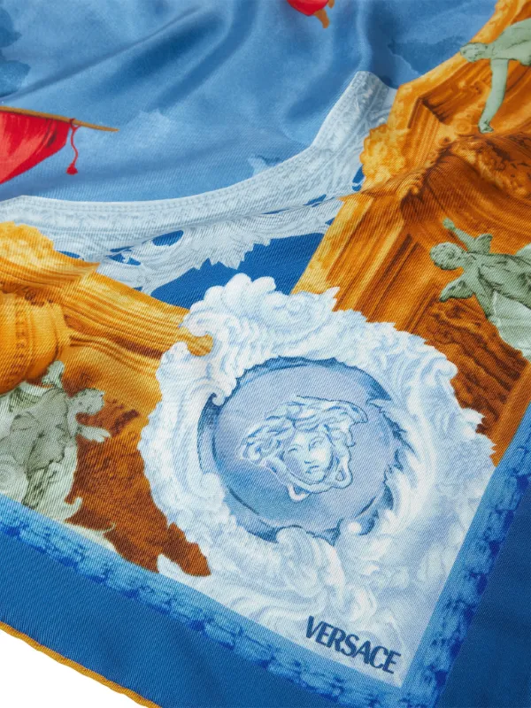 Versace Printed Silk Scarf | Blue | FARFETCH JO