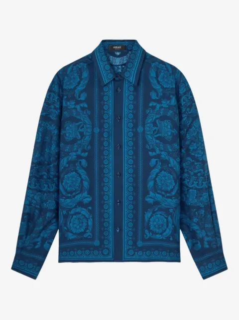 Versace camisa slim de seda estampada