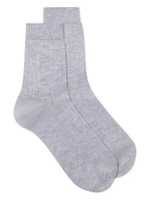 Prada fine-ribbed Cotton Socks | Grey | FARFETCH