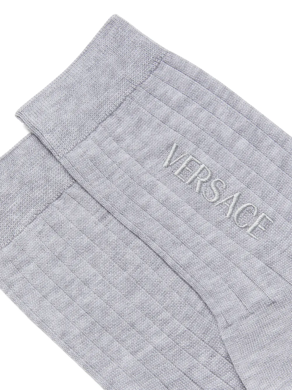 Versace Ribbed Logo Socks In Gray