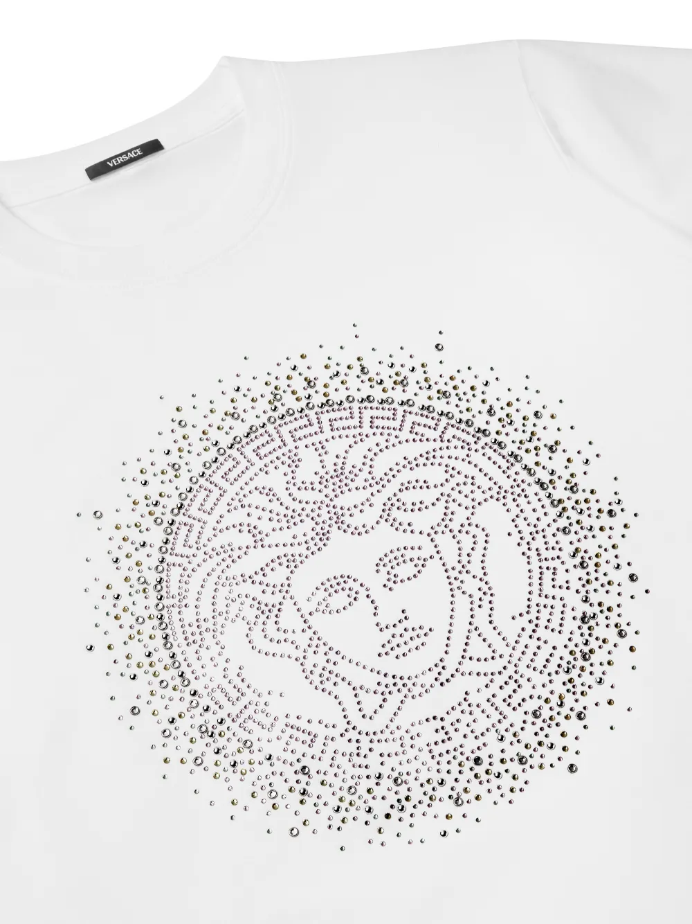 Versace Medusa Embellished T-shirt In White