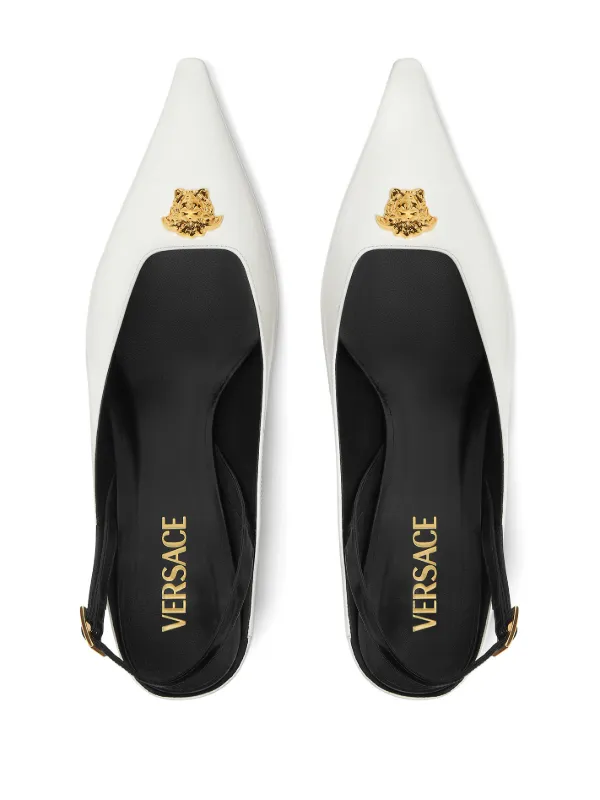 Versace 55mm Medusa Leather Pumps | White | FARFETCH