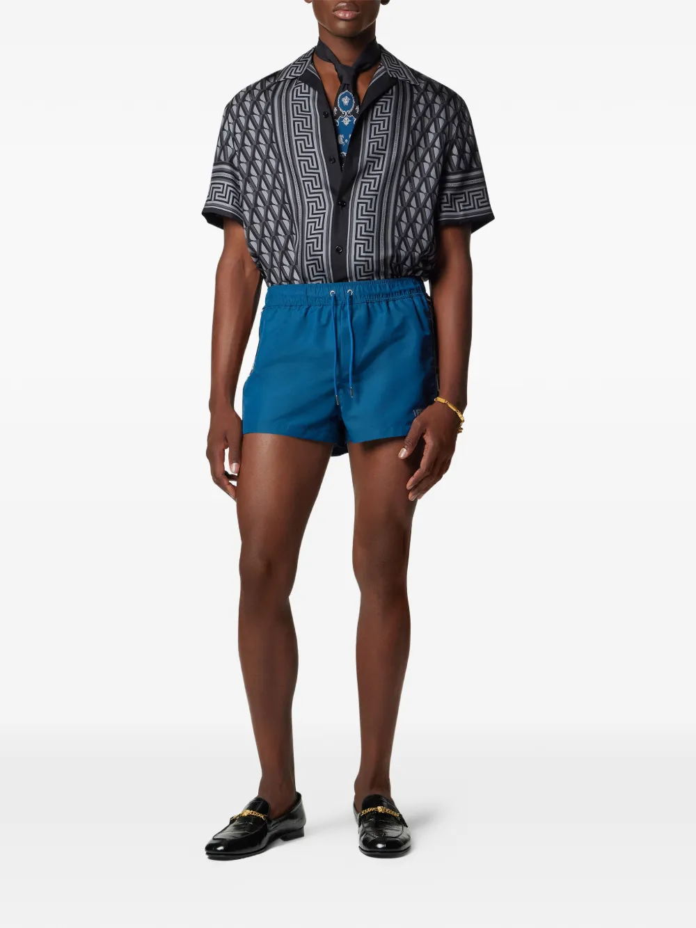 Versace Zwembroek met trekkoord Blauw