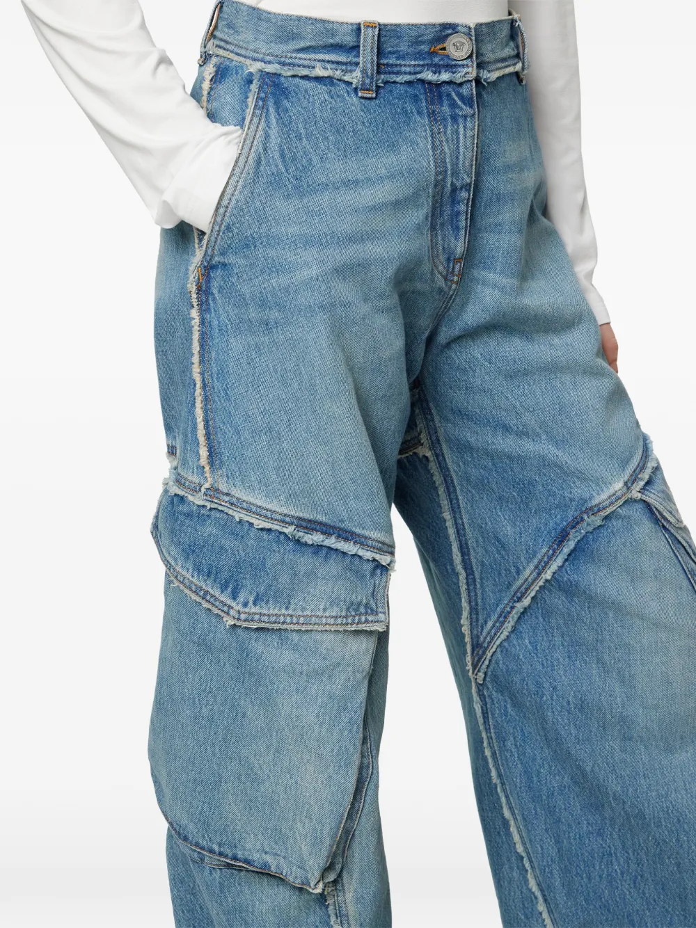Versace Low-waist cargo jeans Blauw