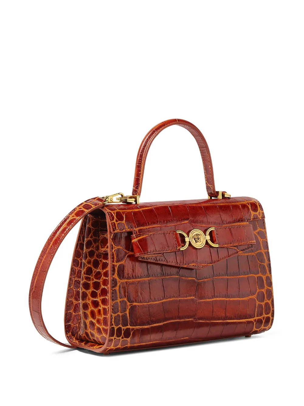 Versace Crocodile-effect top-handle tote bag - Marrone
