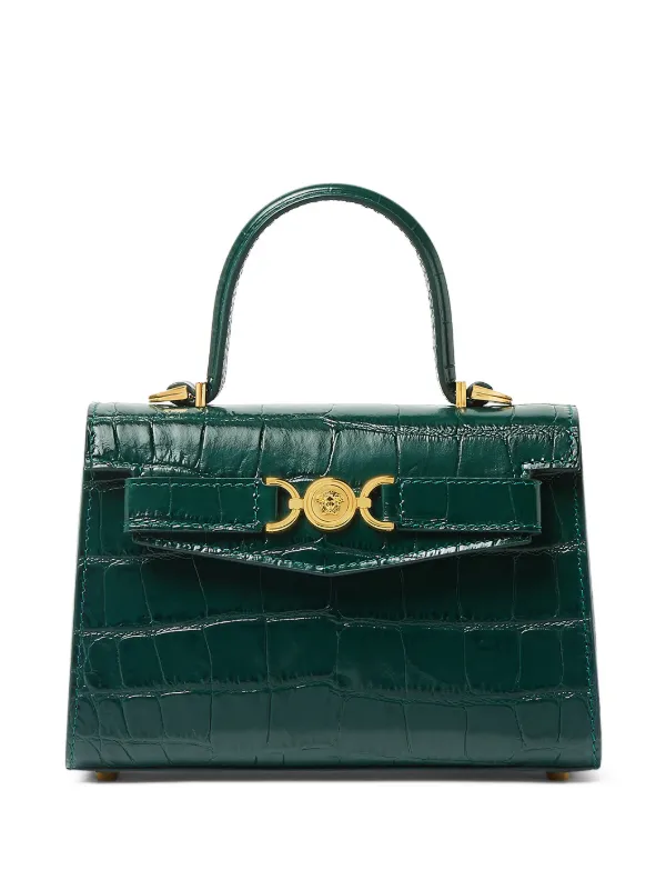 Versace Medusa 95' Small Croc-effect Top-handle Bag in Green