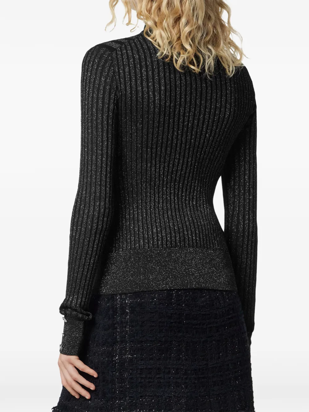 Versace Ribgebreide top van lurex-blend Zwart