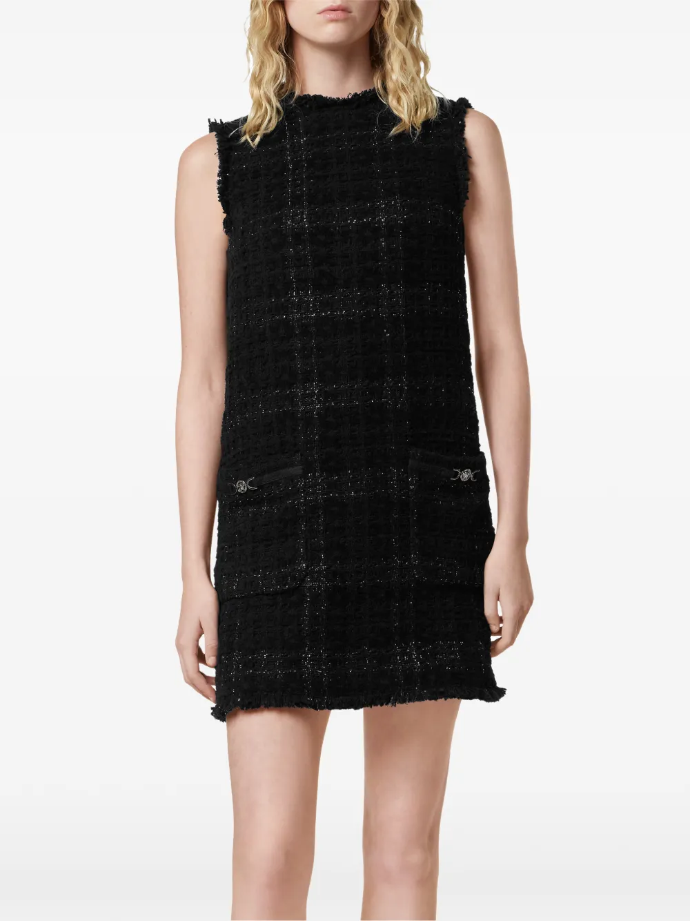  Versace Check-pattern Cotton Mini Dress - Black 