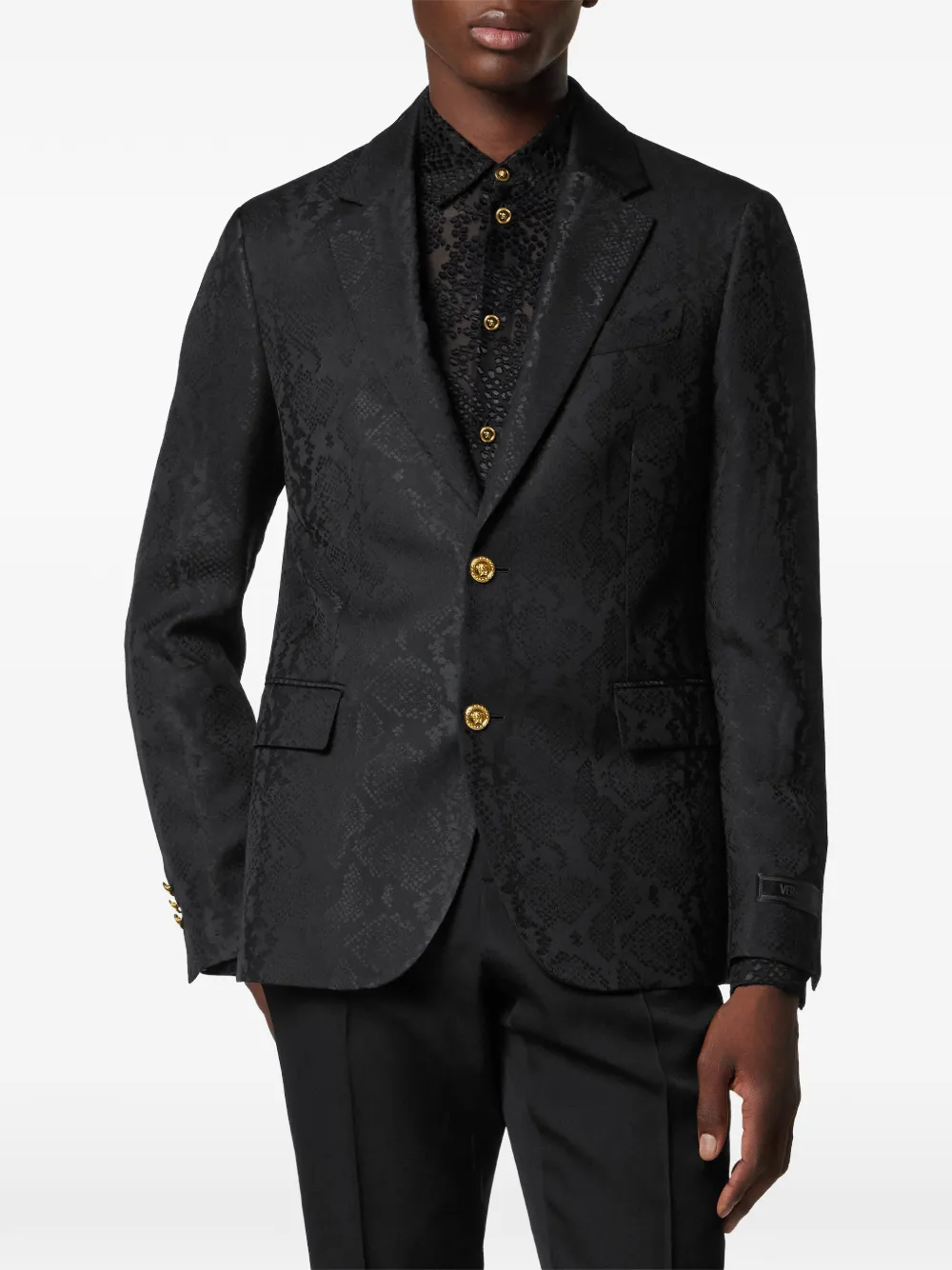  Versace Snakeskin-pattern Blazer - Black 
