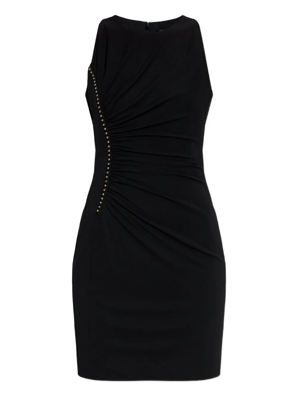 Versace Studded Ruched Mini Dress In Black