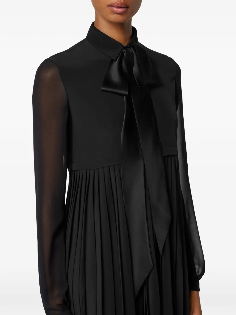 Versace Pleated Mini Dress In Black