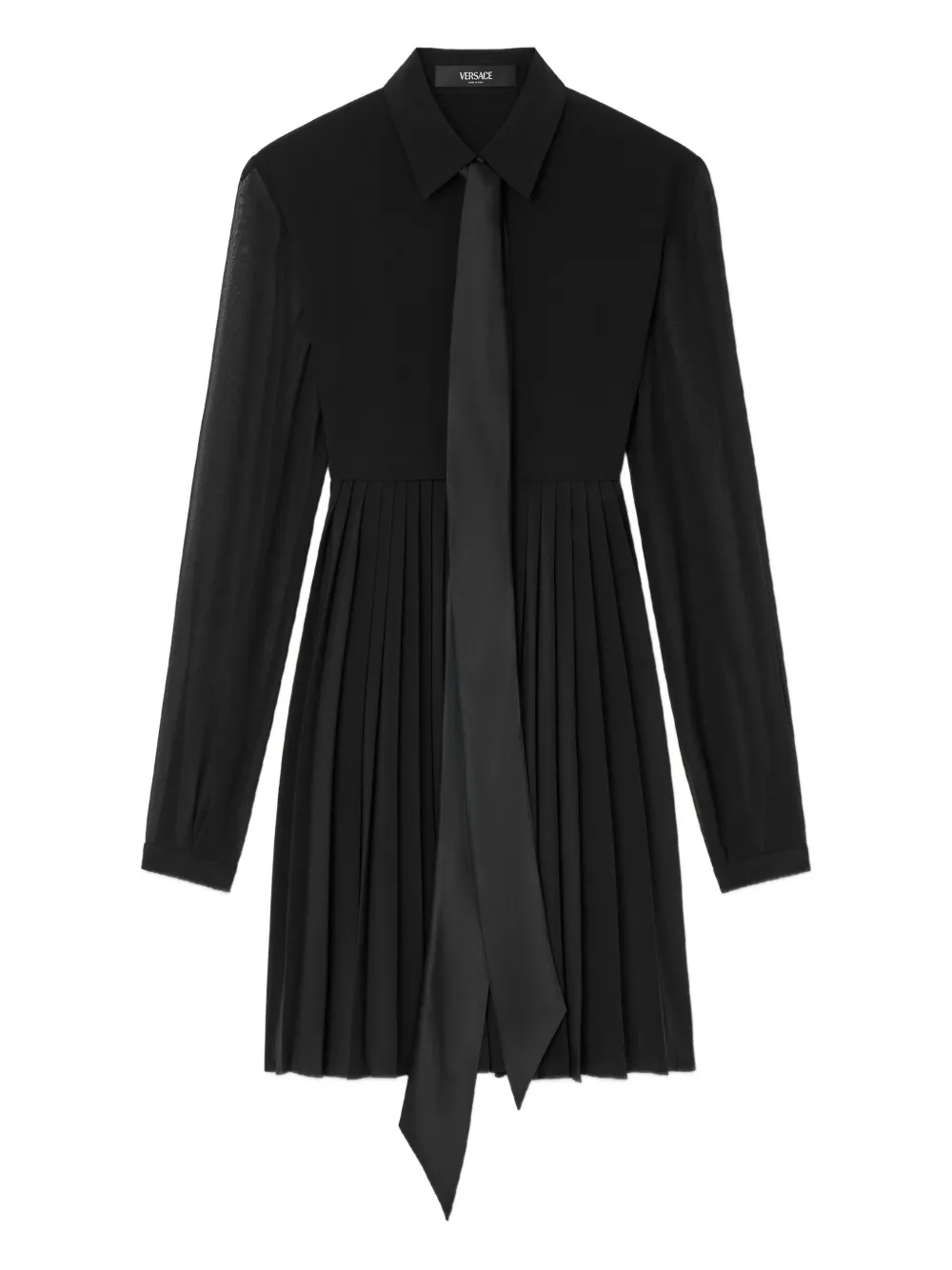 Versace Pleated Mini Dress In Black