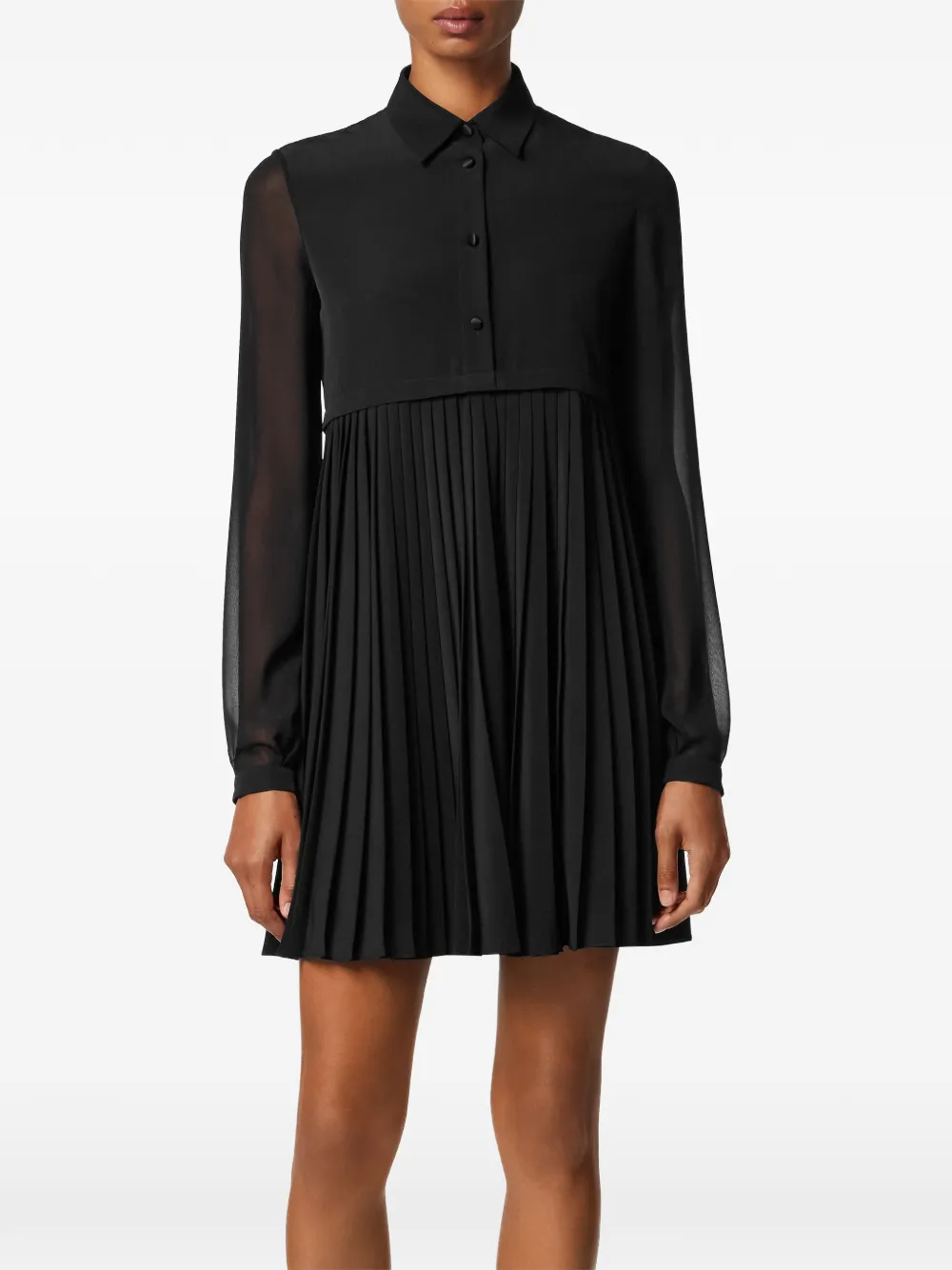 Versace Pleated Mini Dress In Black