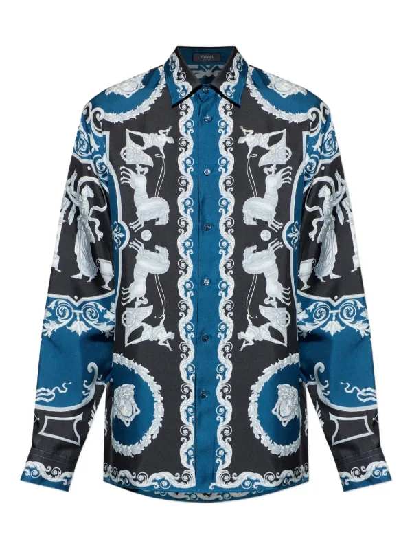 fake versace dress shirts collection shirt real vs fake. How to spot Versace polo and tee black and white tones. Farfetch Versace Silk Shirt Replica