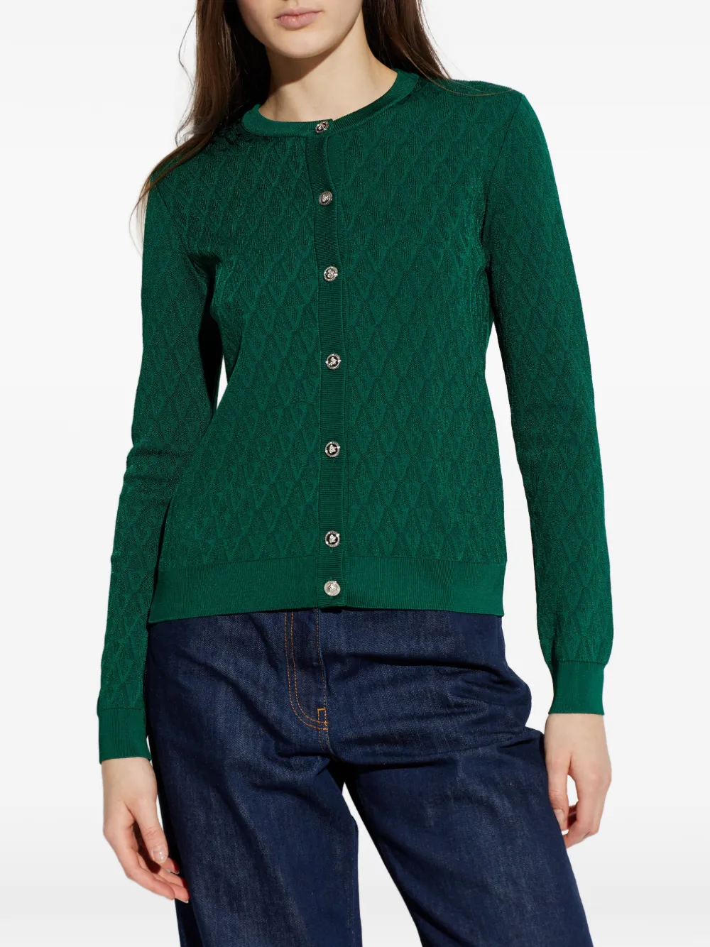 Versace Cardigan Pattern V Sweaters And Cardigans Green In Green