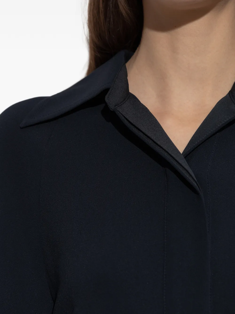 Victoria Beckham Collared Long-sleeve Dress In Black