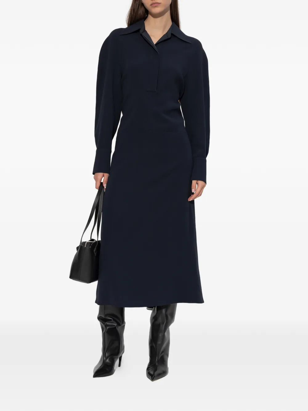 Victoria Beckham collared long-sleeve dress - Blauw
