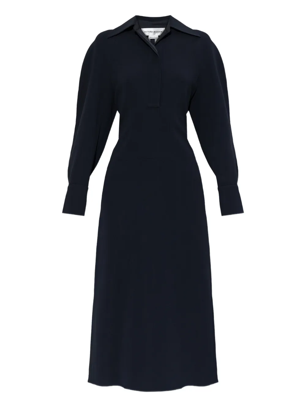 Victoria Beckham Collared Long-sleeve Dress In Black