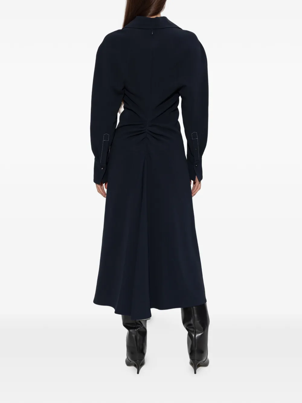 Victoria Beckham Collared Long-sleeve Dress In Black