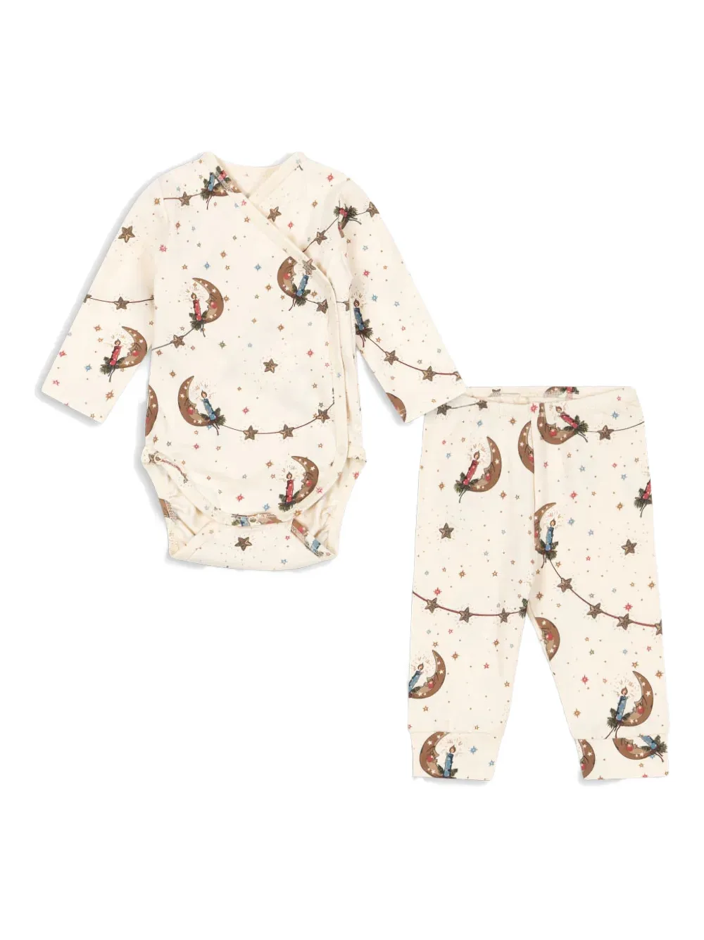 Konges Sløjd moon stars print babywear (set of two) | Neutrals | Image 1