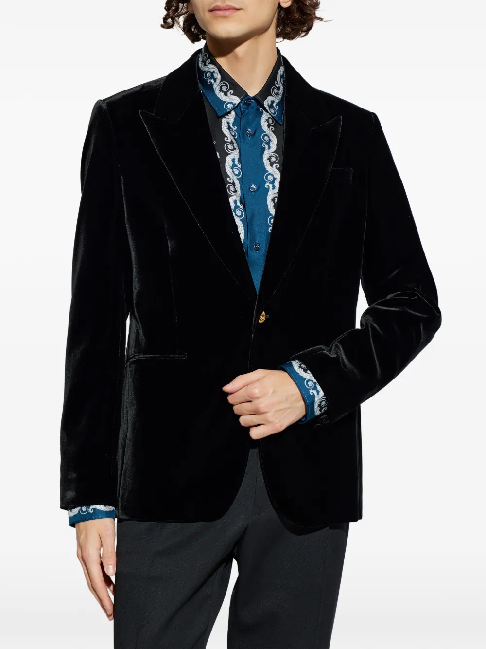  Versace Blazer En Velours à Boutons Medusa - Noir 