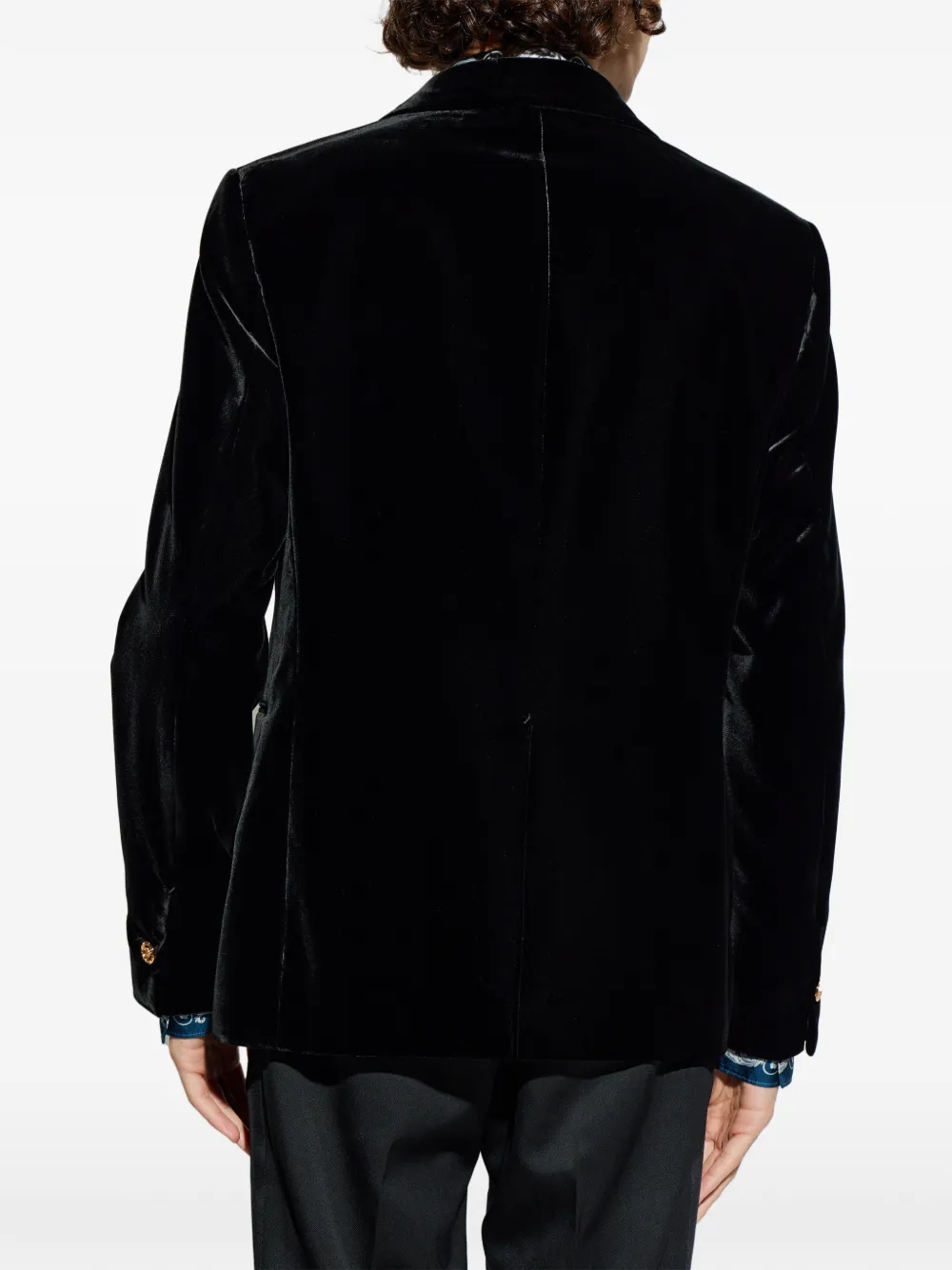 Versace Medusa button fluwelen blazer Zwart
