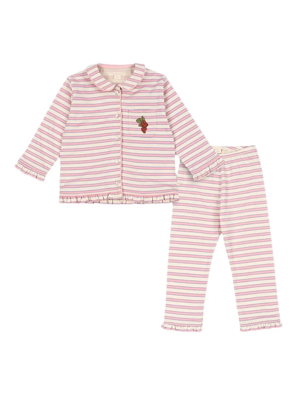 Konges Sløjd striped ruffled pyjama (set of two) | Neutrals | Image 1