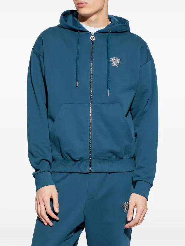 VERSACE ヴェルサーチ ジップアップジャケット ネイビー Versace zip-up Hoodie | Blue | FARFETCH JO