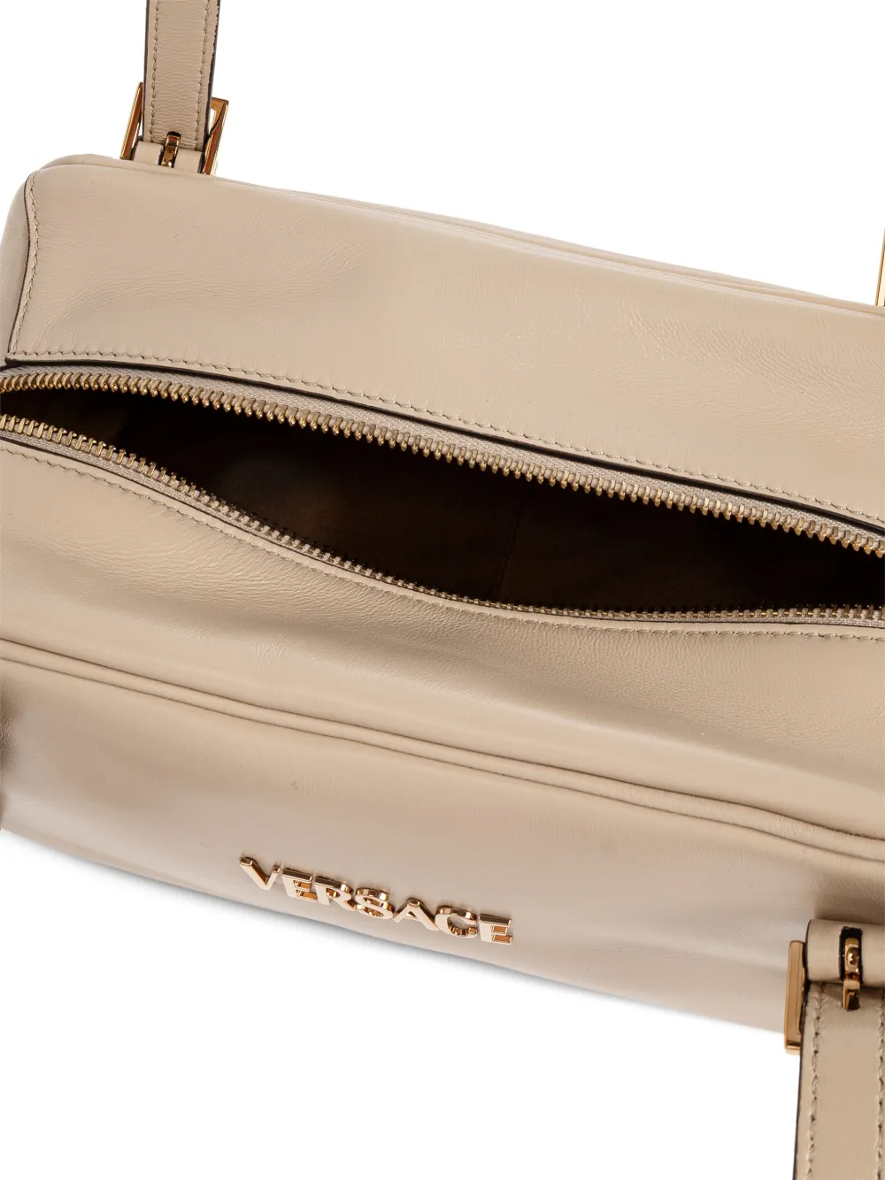 Versace Nappa bowlingtas met label Beige