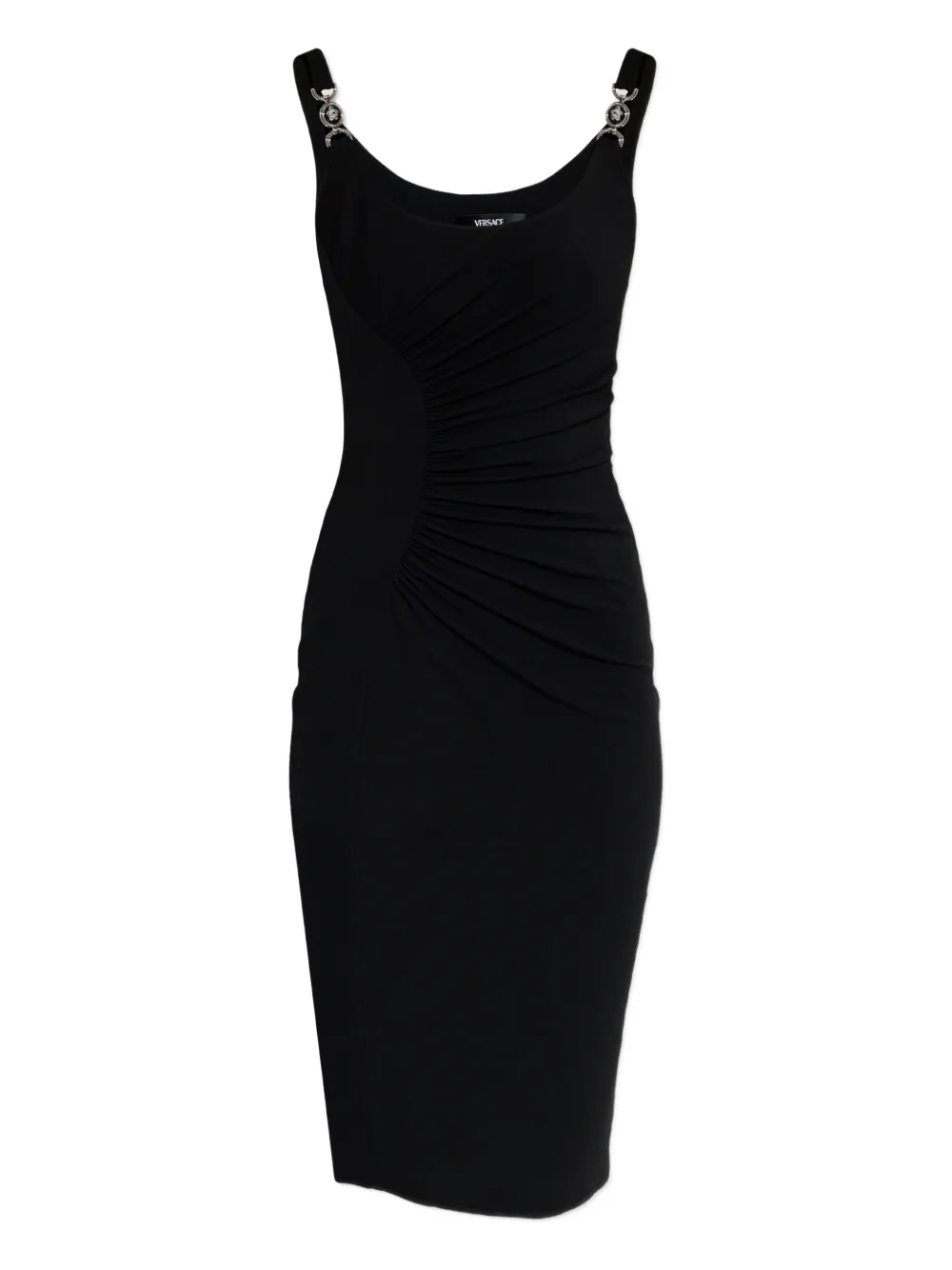 Versace Medusa Hardware Ruched Dress In Black