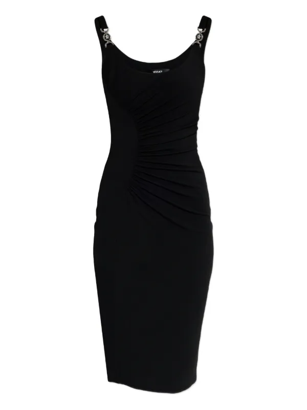 Versace Medusa-detail Midi Dress in Black