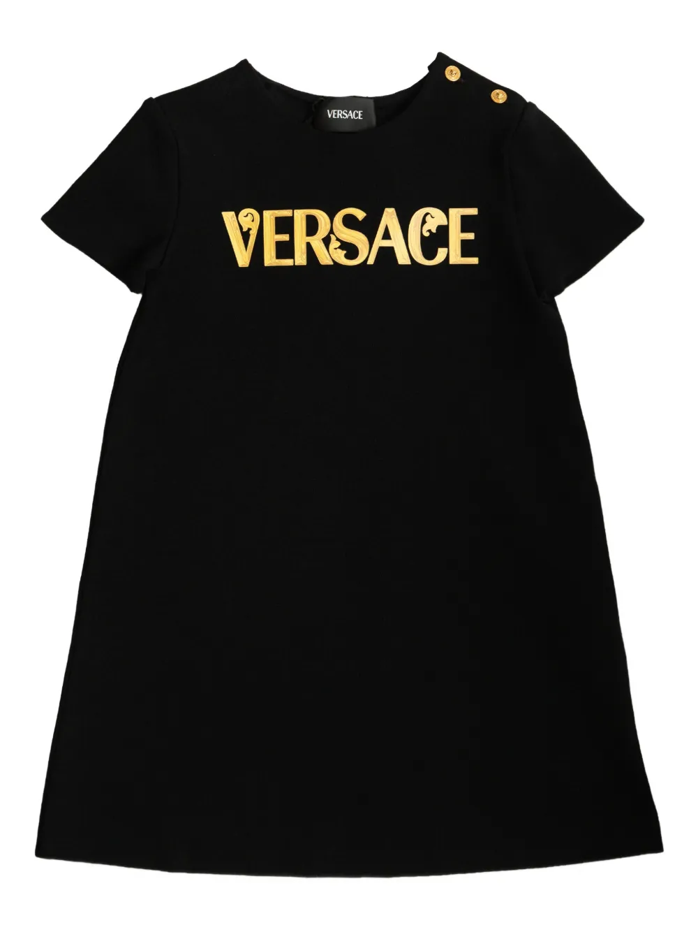 Versace Button Logo Dress In Black