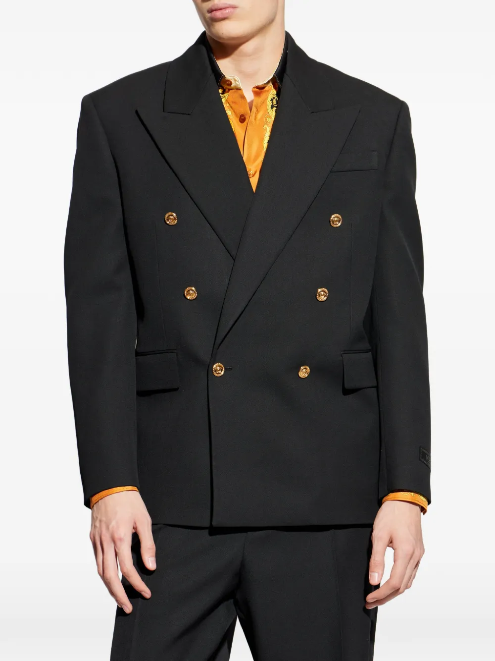 Versace double-breasted button jacket Zwart